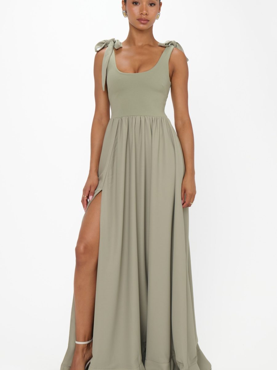 Harper Maxi Dress ~ Moss Green Crisp