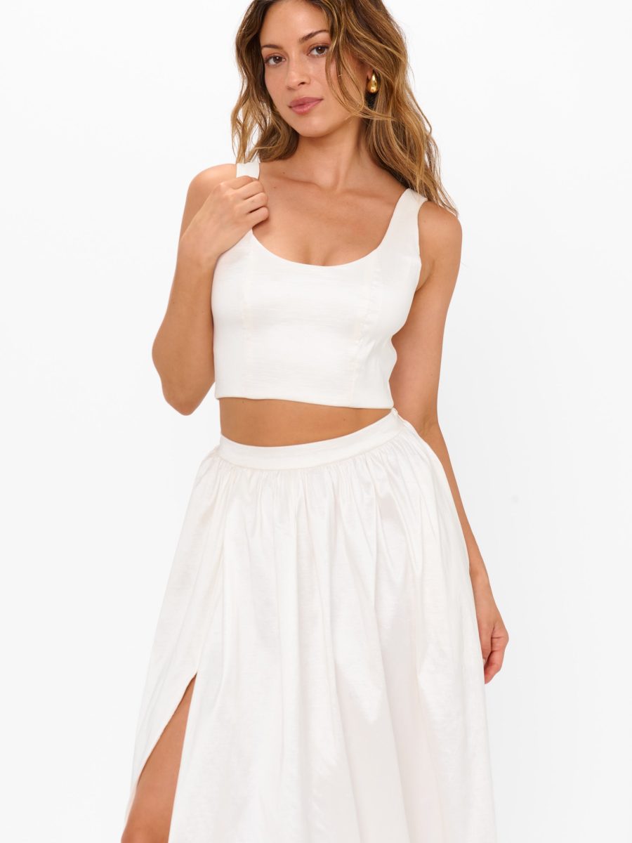 Vivianna Top ~ White Taffeta