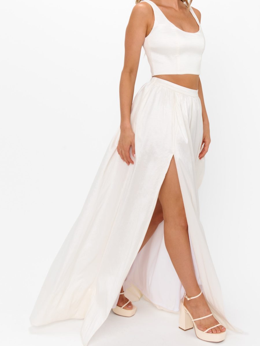 Vivianna Maxi Skirt ~ White Taffeta