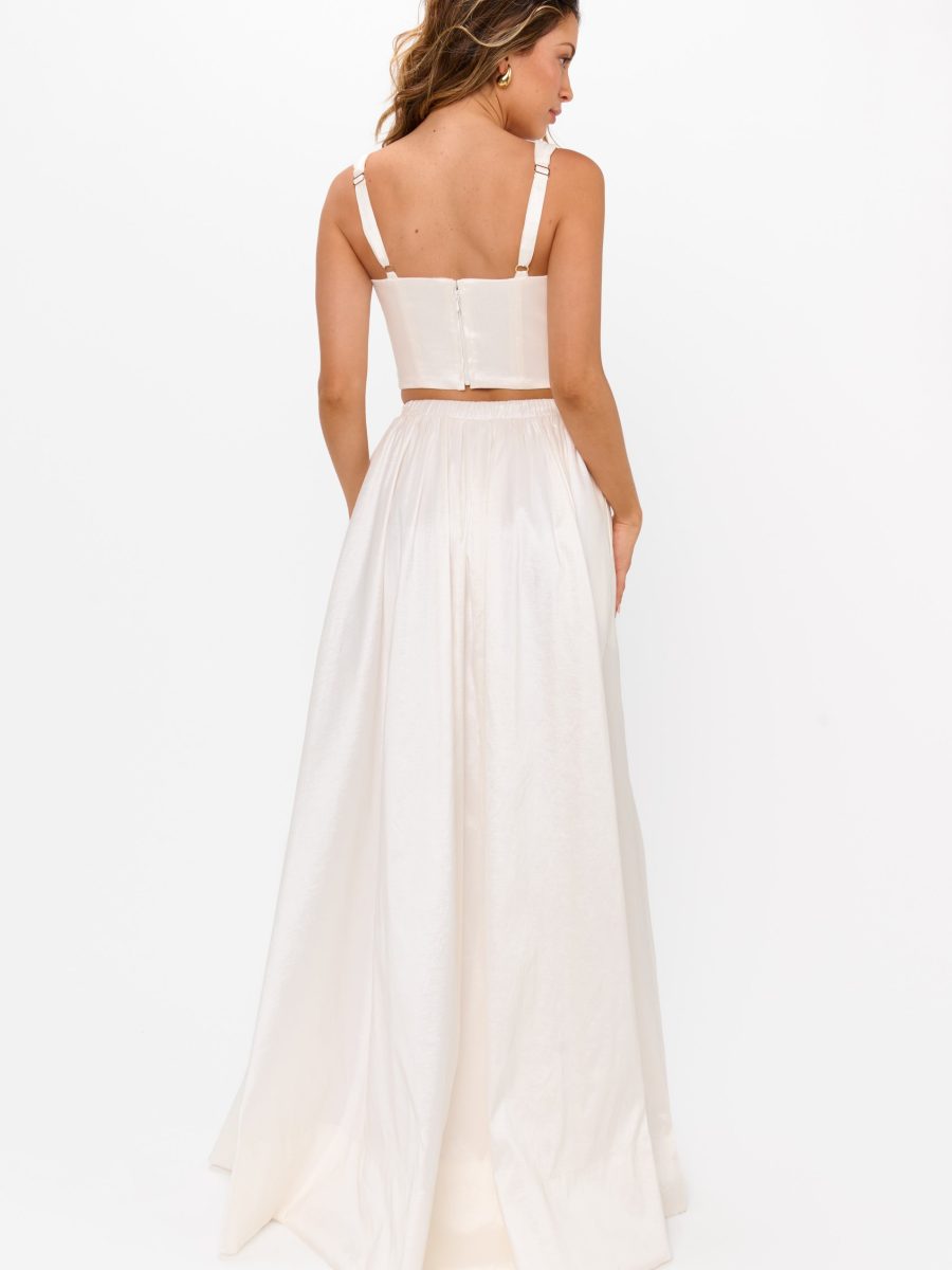 Vivianna Maxi Skirt ~ White Taffeta