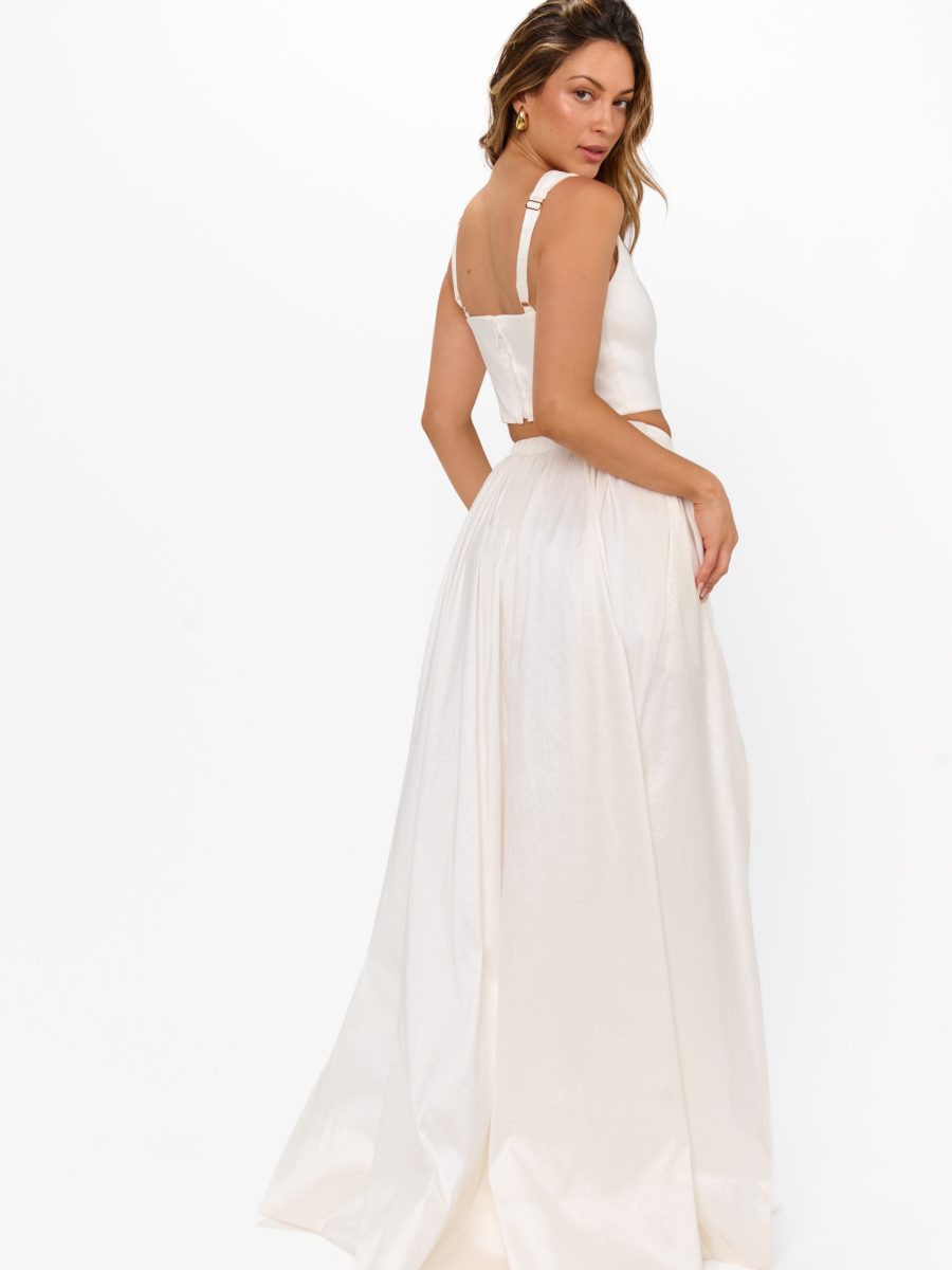 Vivianna Maxi Skirt ~ White Taffeta
