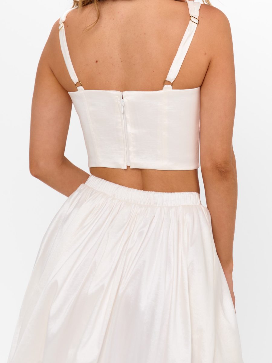 Vivianna Top ~ White Taffeta
