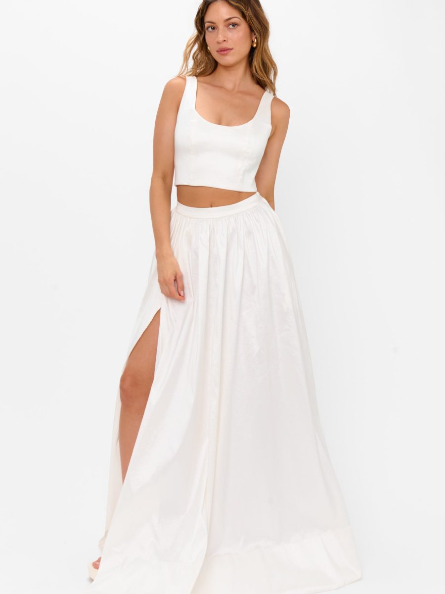 Vivianna Maxi Skirt ~ White Taffeta