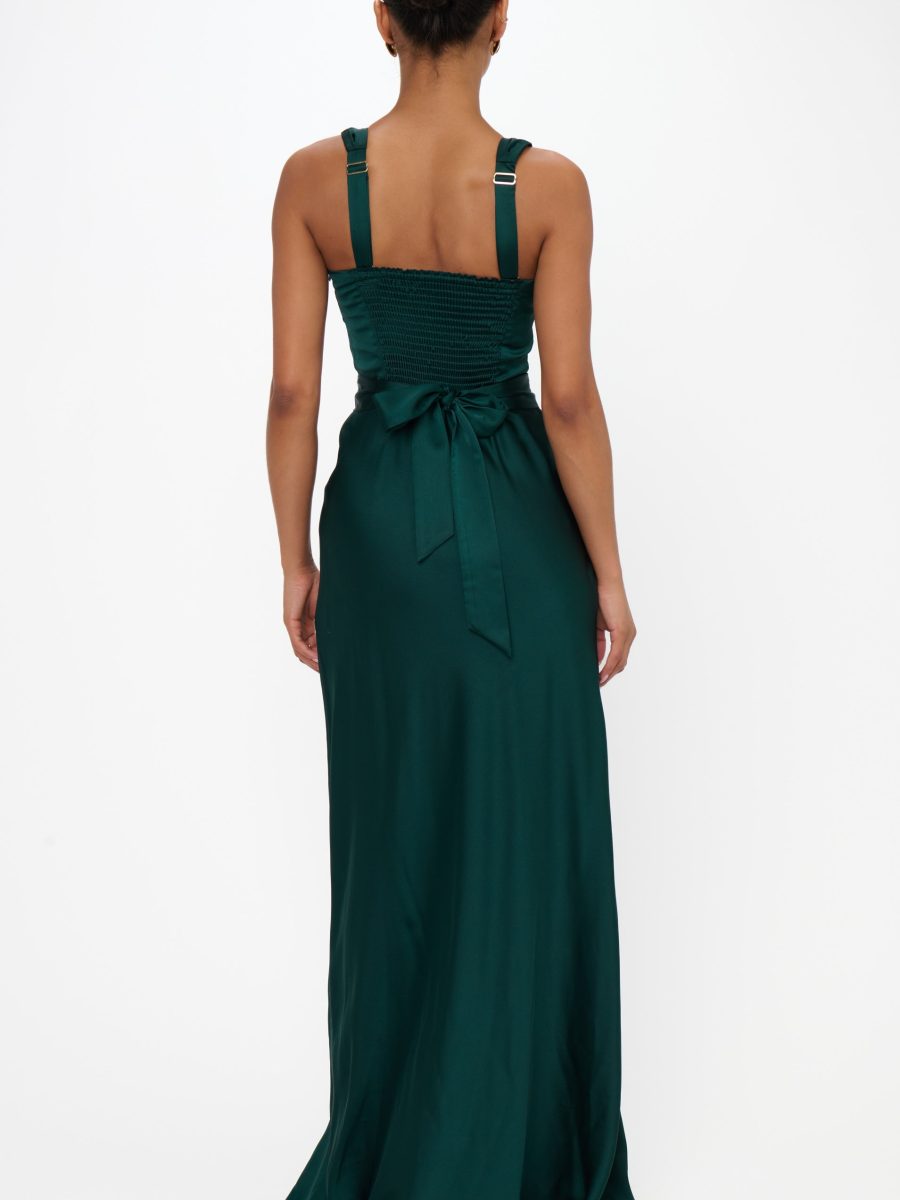 Lana Maxi Dress ~ Deep Emerald Luxe Satin