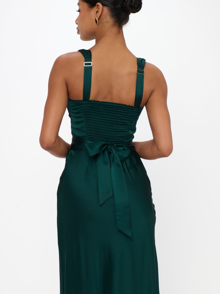 Lana Maxi Dress ~ Deep Emerald Luxe Satin