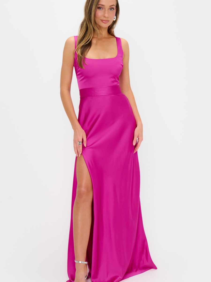 Lana Maxi Dress ~ Rich Magenta Luxe Satin