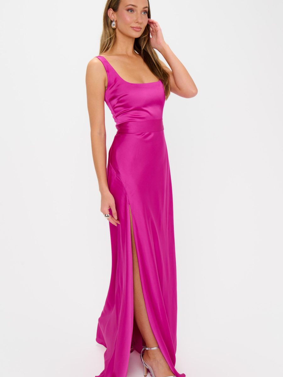Lana Maxi Dress ~ Rich Magenta Luxe Satin