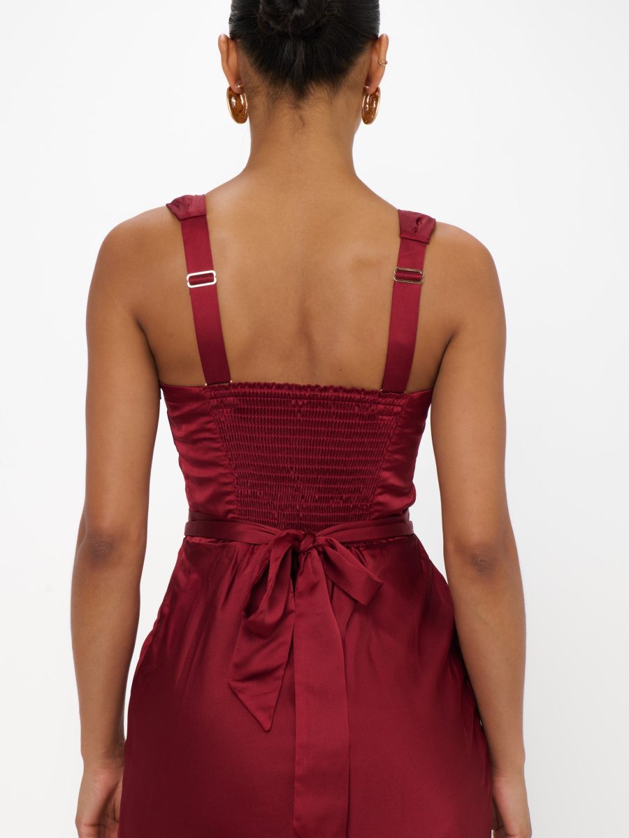 Lana Maxi Dress ~ Cranberry Luxe Satin
