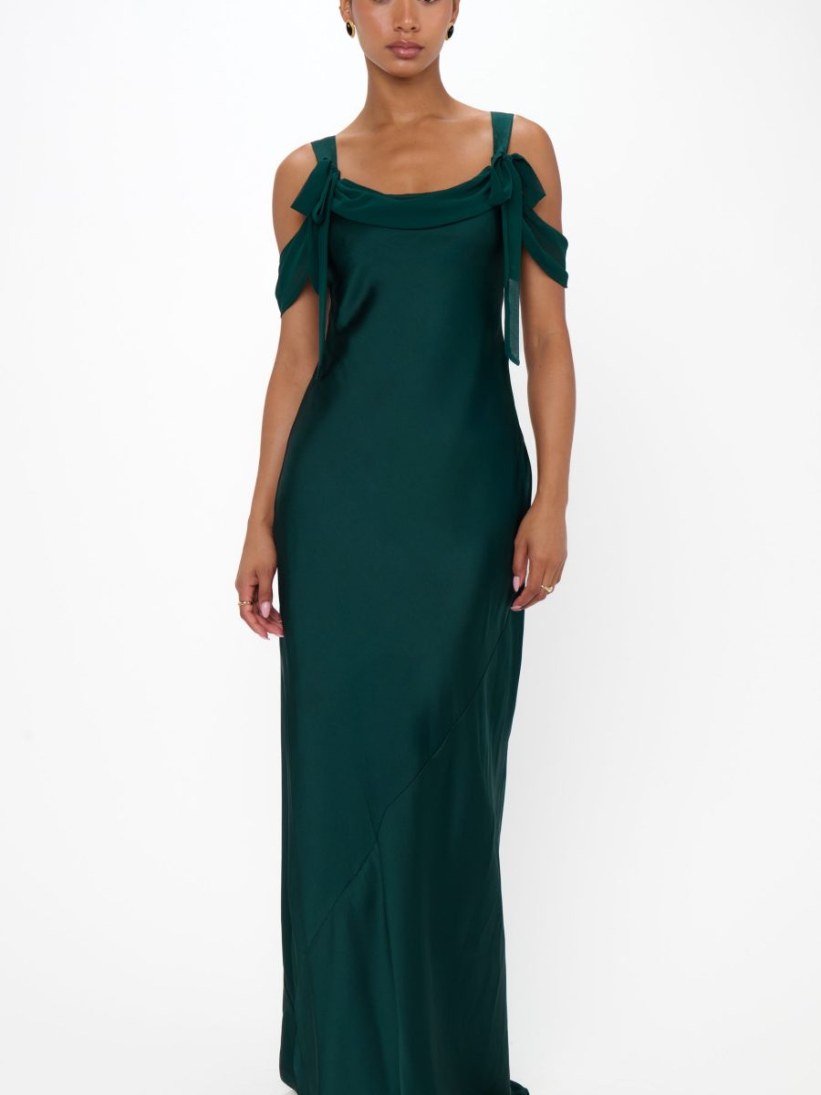 Bella Maxi Dress ~ Deep Emerald Luxe Satin