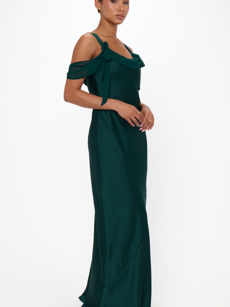 Bella Maxi Dress ~ Deep Emerald Luxe Satin