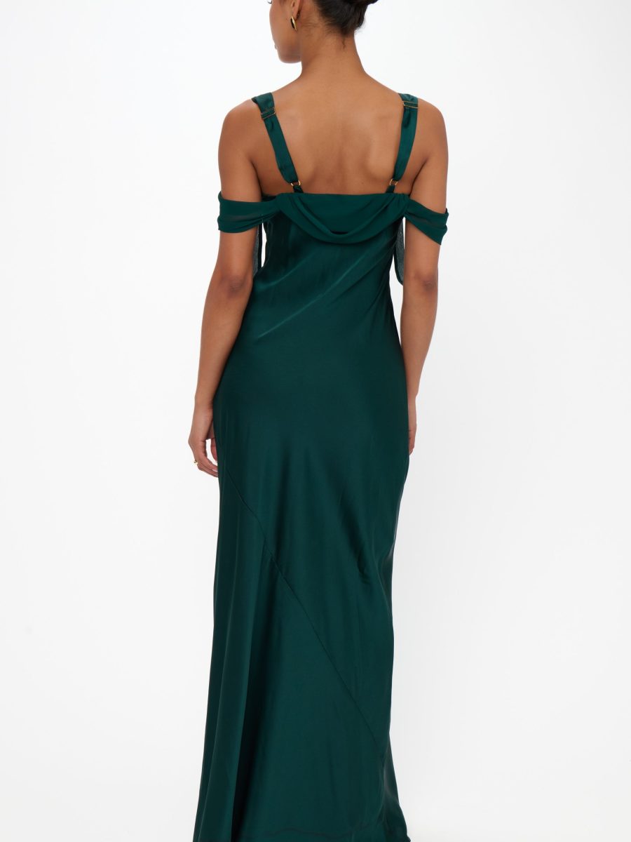 Bella Maxi Dress ~ Deep Emerald Luxe Satin