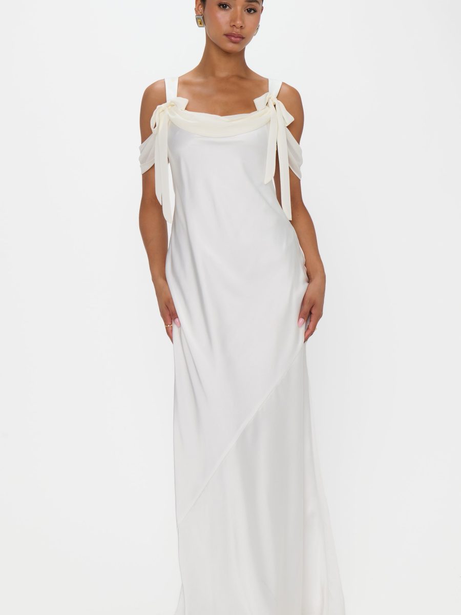 Bella Maxi Dress ~ Ivory Luxe Satin