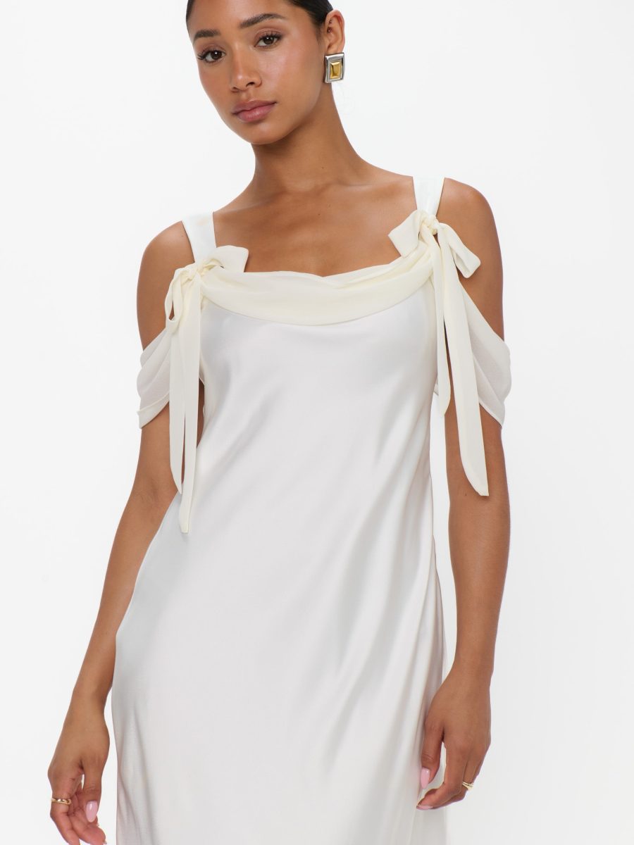 Bella Maxi Dress ~ Ivory Luxe Satin