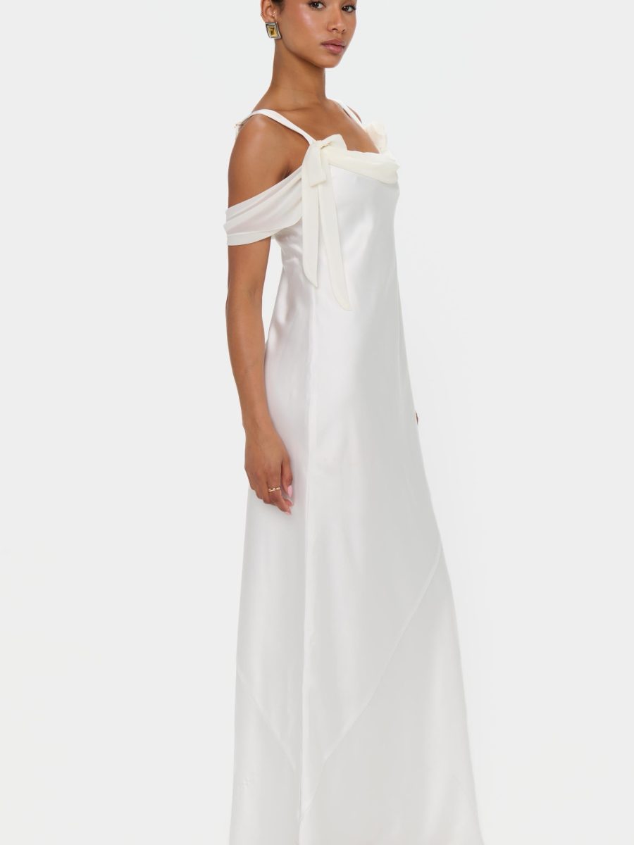 Bella Maxi Dress ~ Ivory Luxe Satin