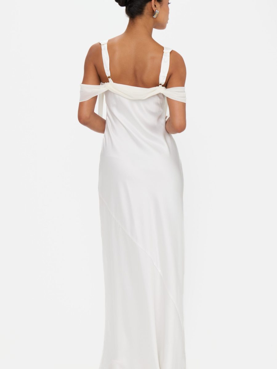 Bella Maxi Dress ~ Ivory Luxe Satin