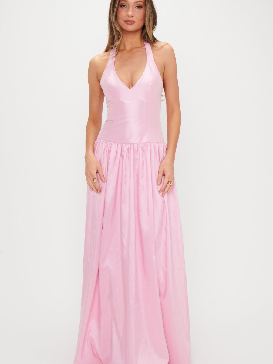 Eliza Maxi Dress ~ Light Pink Light Taffeta