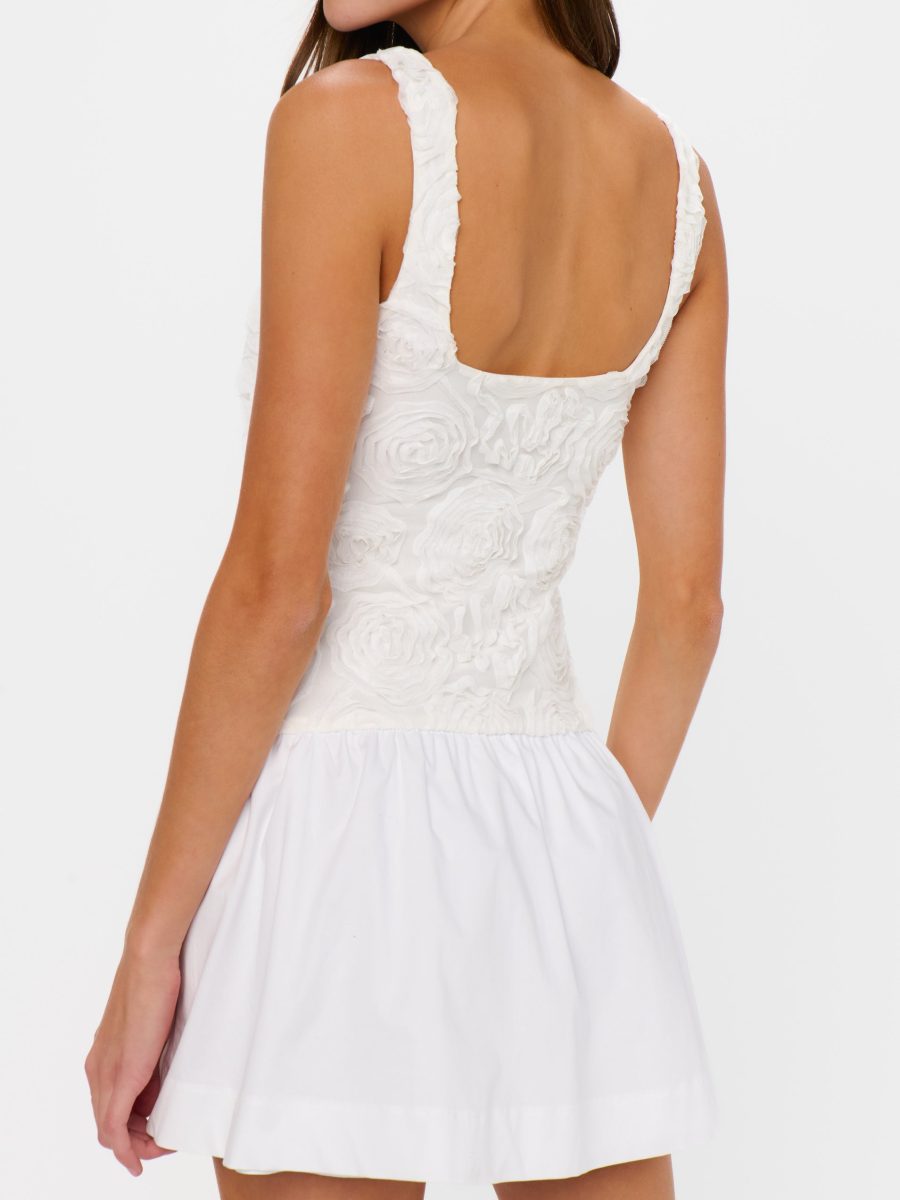 Bradshaw Mini Dress ~ Rosette Mesh White