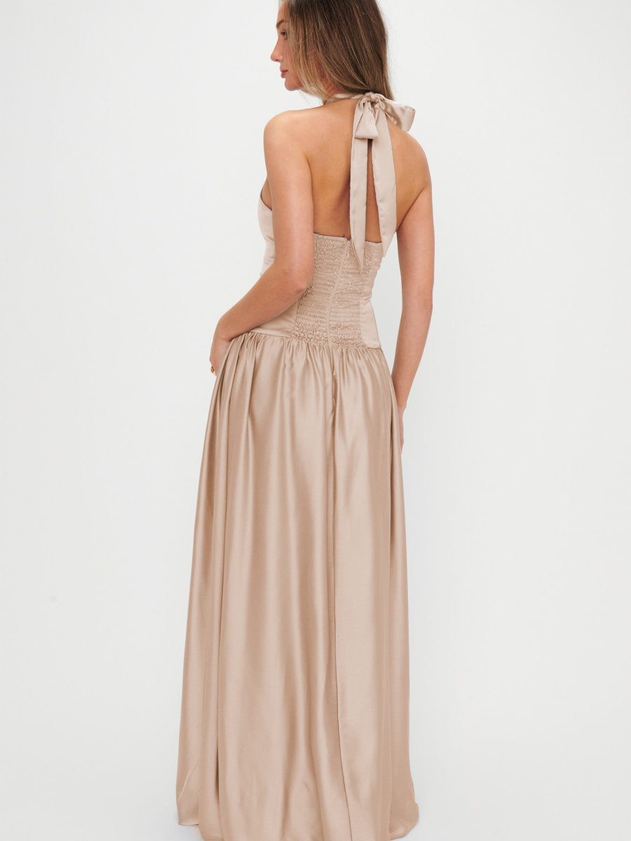 Eliza Maxi Dress ~ Champagne Luxe Satin