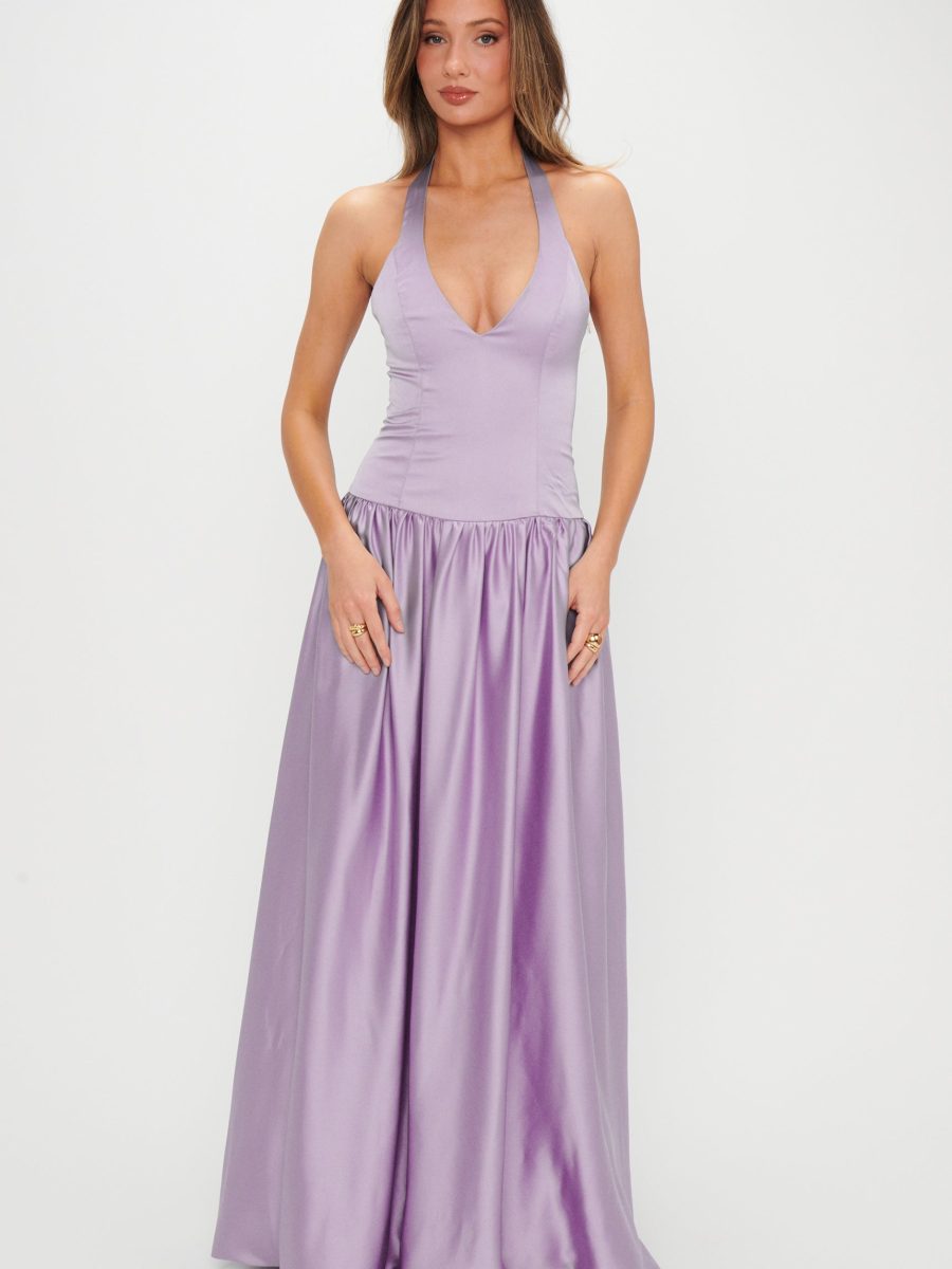Eliza Maxi Dress ~ Lavender Luxe Satin