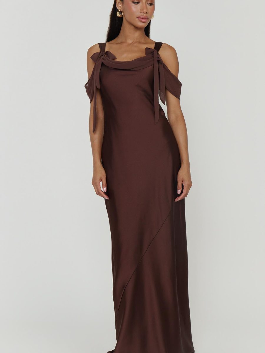 Bella Maxi Dress ~ Chocolate Luxe Satin
