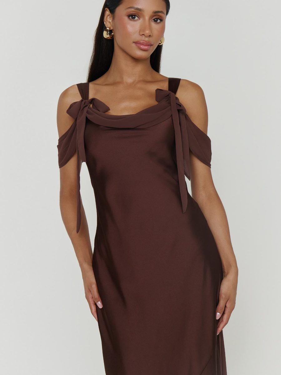 Bella Maxi Dress ~ Chocolate Luxe Satin