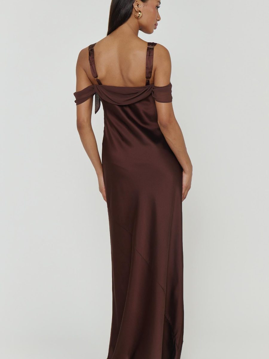 Bella Maxi Dress ~ Chocolate Luxe Satin