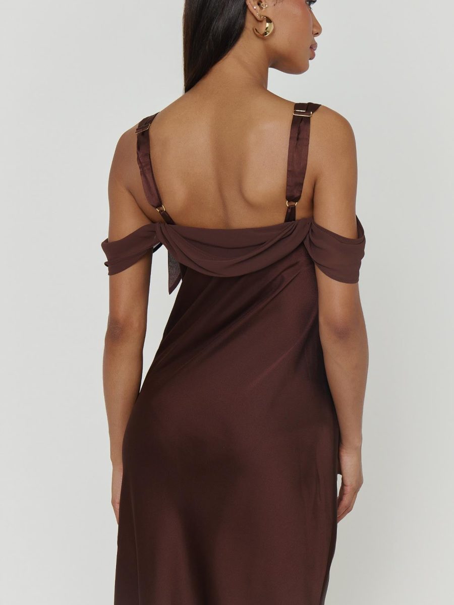 Bella Maxi Dress ~ Chocolate Luxe Satin