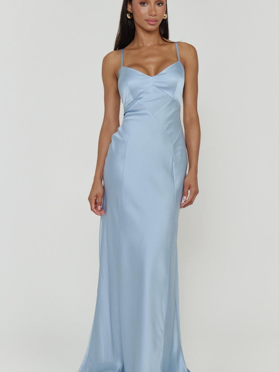 Logan Dress ~ Steel Blue Luxe Satin