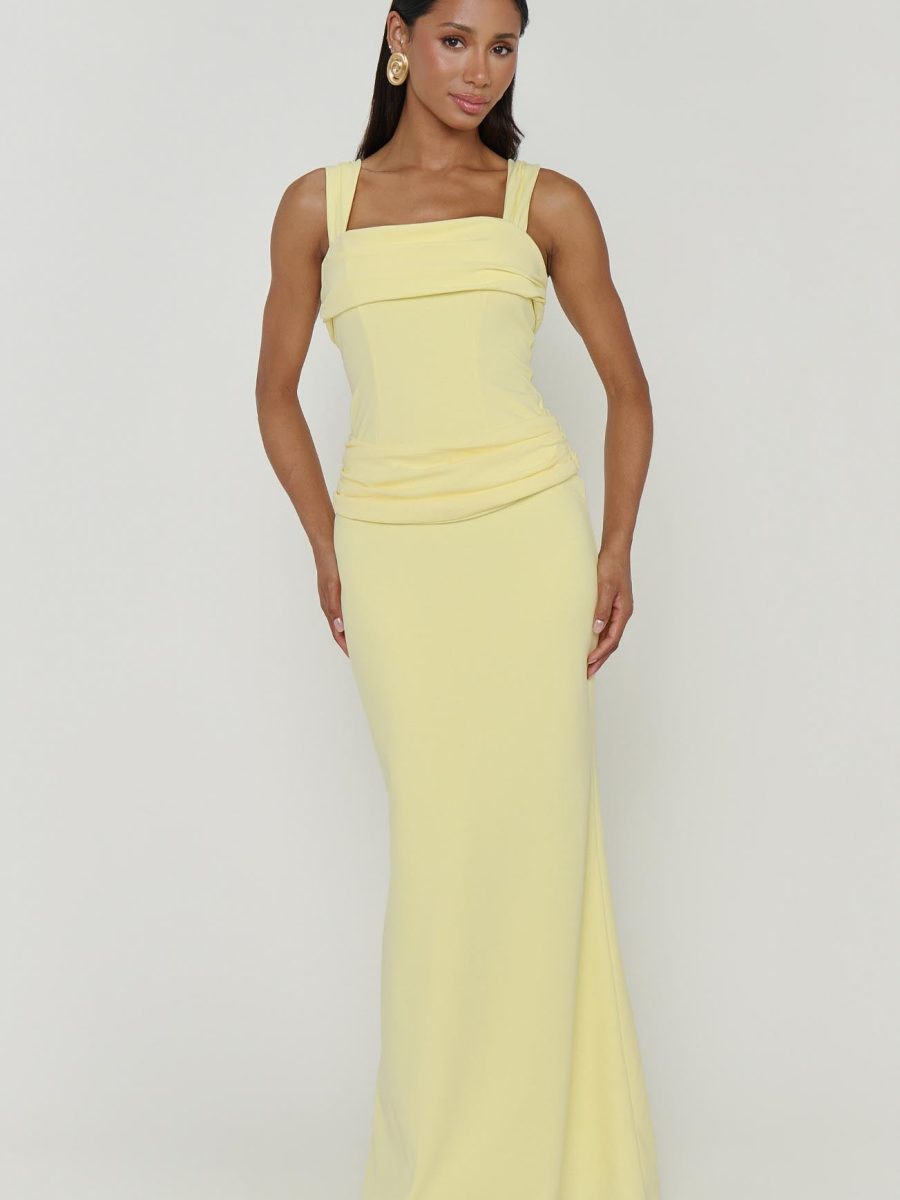 Danielle Maxi Dress ~ Pale Yellow Stretch