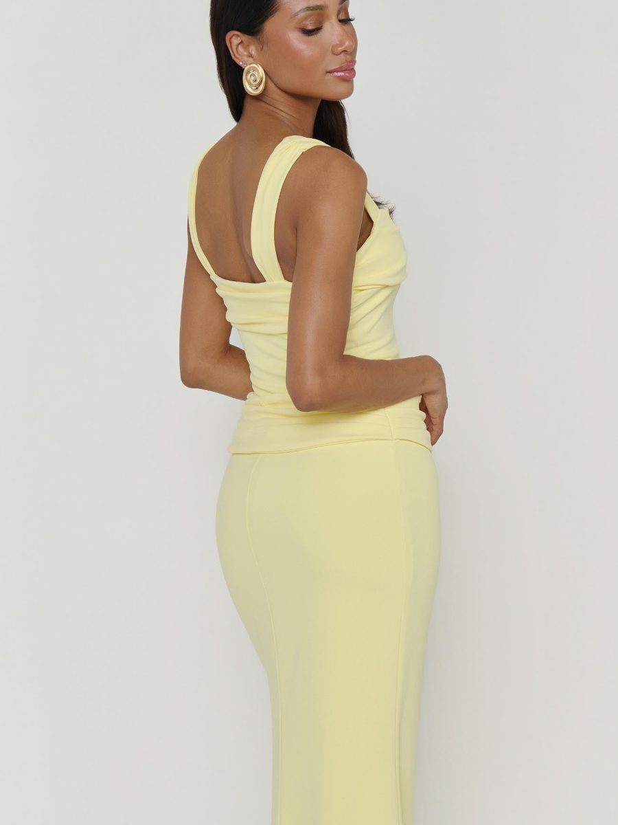 Danielle Maxi Dress ~ Pale Yellow Stretch