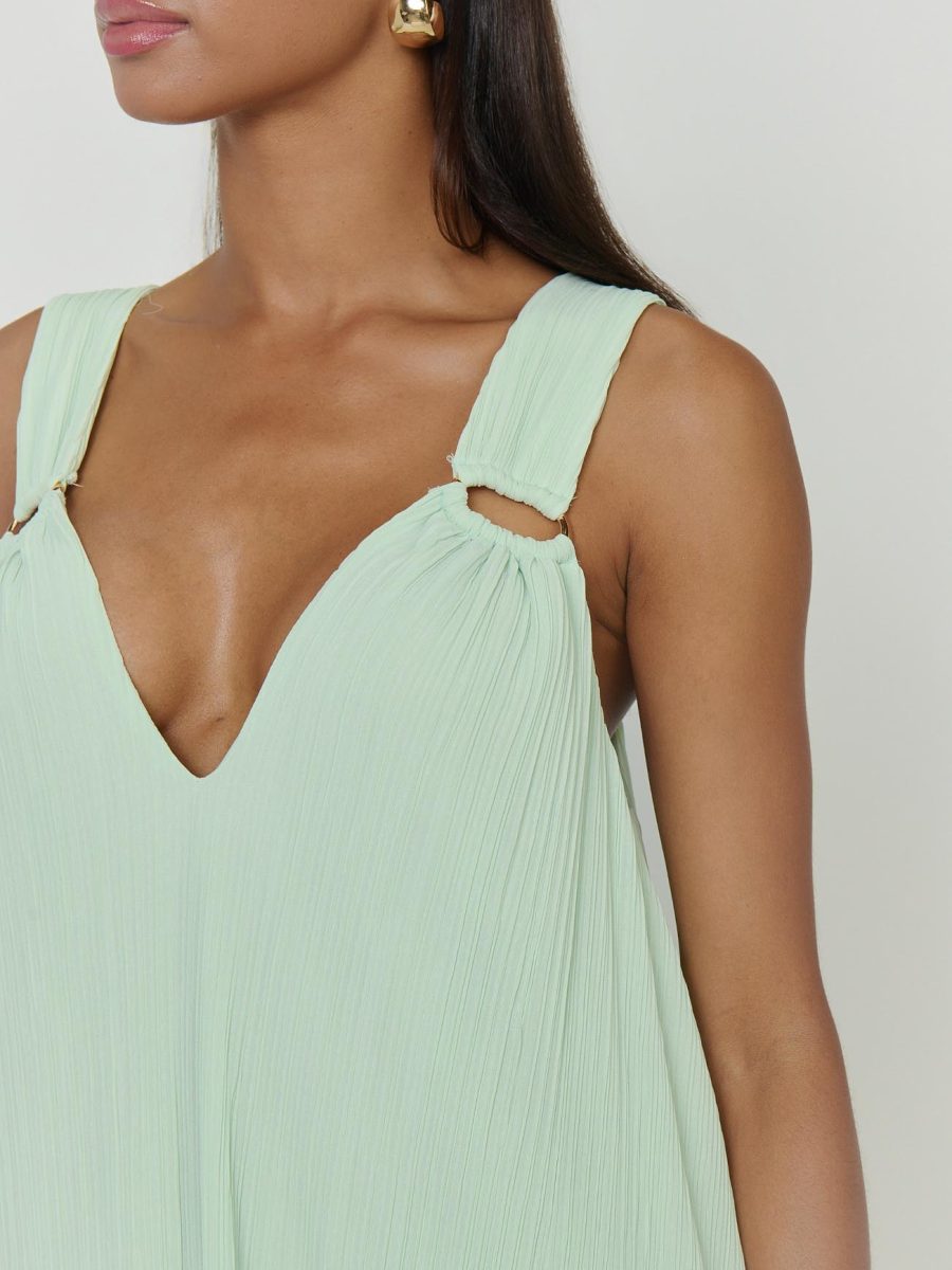 Heidi Maxi Dress ~ Pistachio Pleated Chiffon