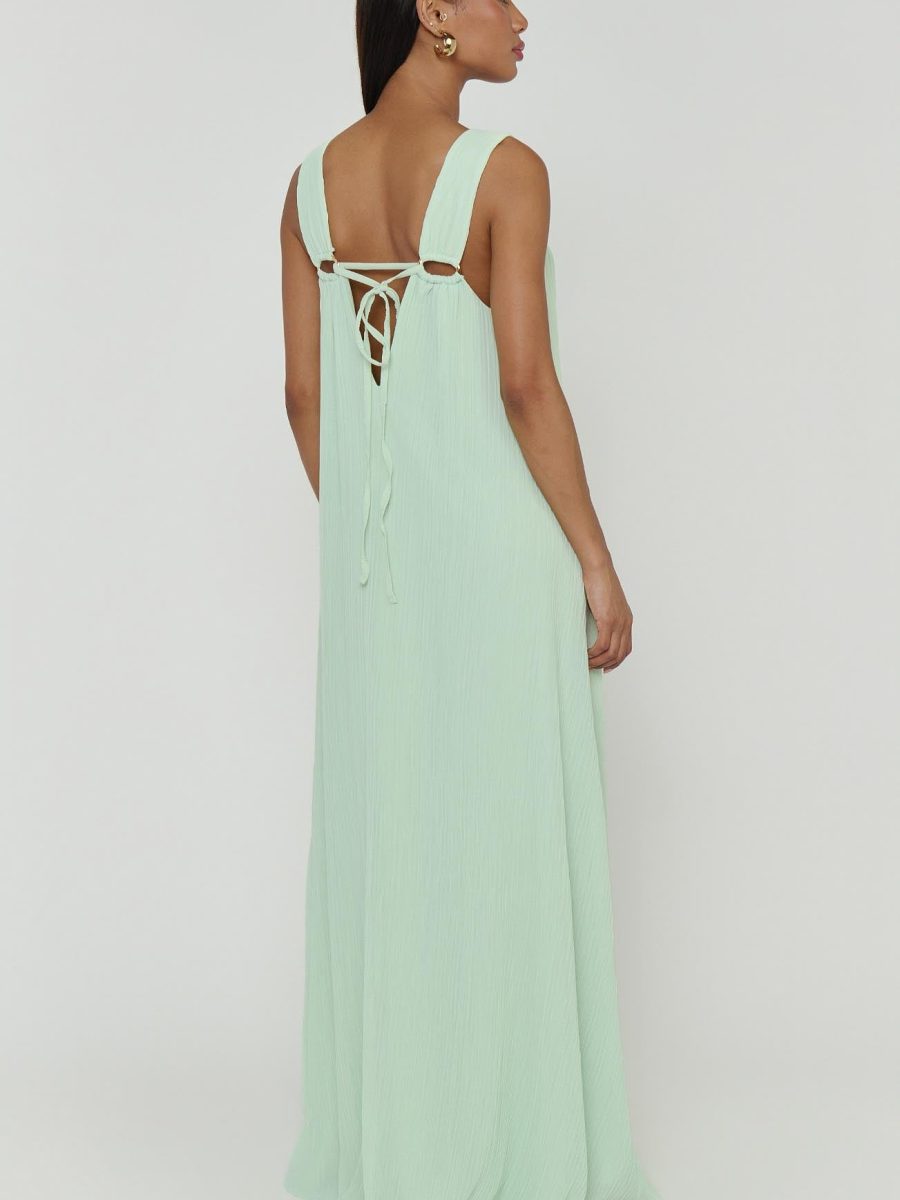 Heidi Maxi Dress ~ Pistachio Pleated Chiffon