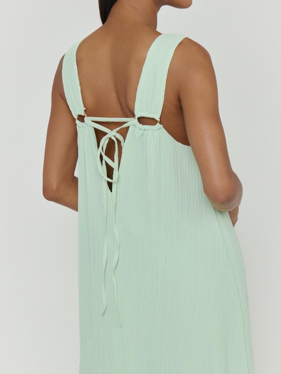 Heidi Maxi Dress ~ Pistachio Pleated Chiffon