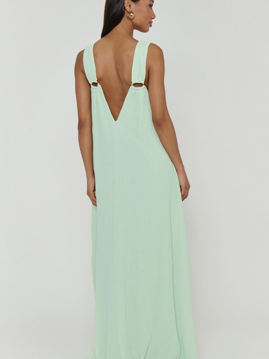 Heidi Maxi Dress ~ Pistachio Pleated Chiffon