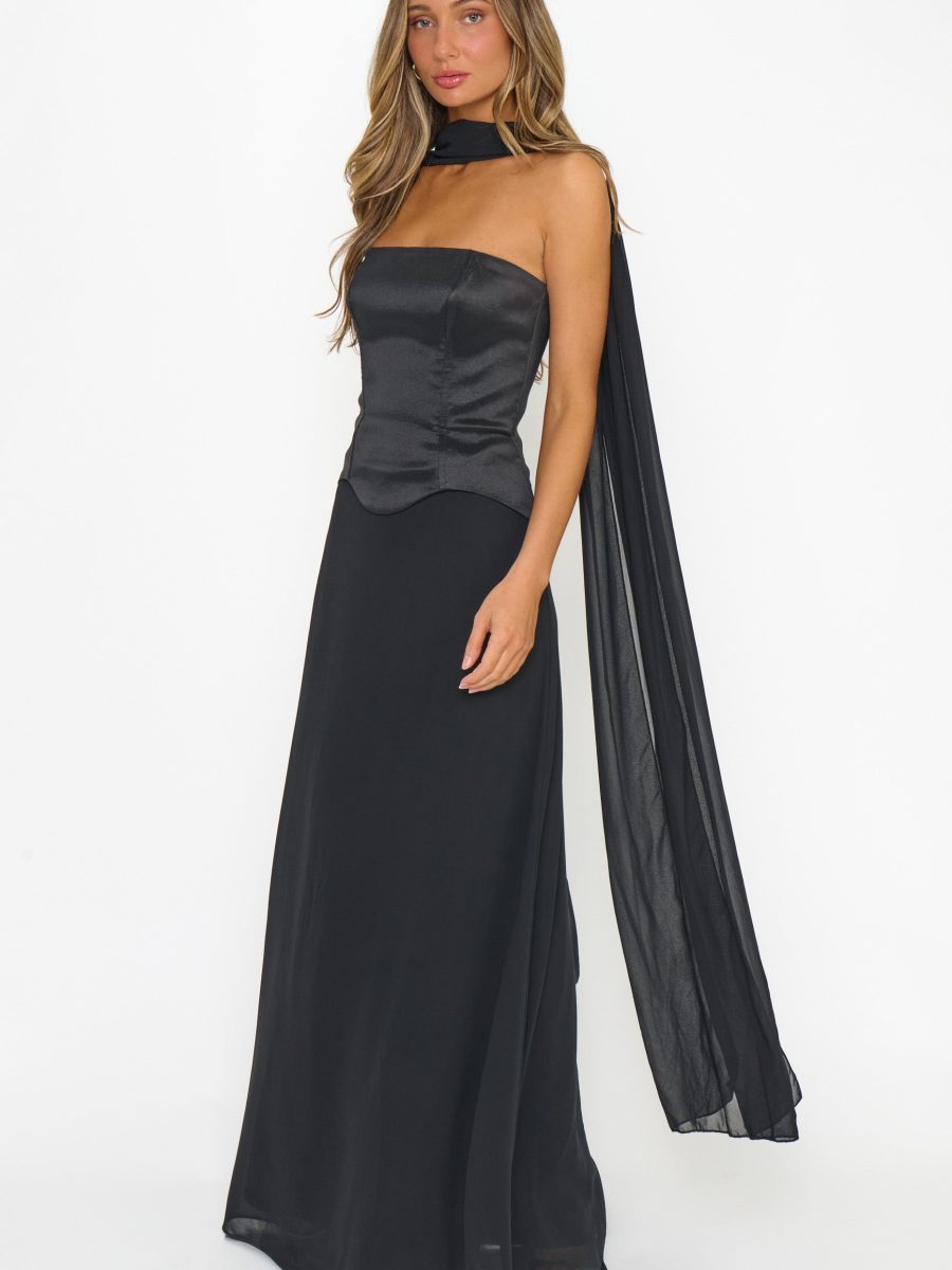 Jules Maxi Dress ~ Black Chiffon