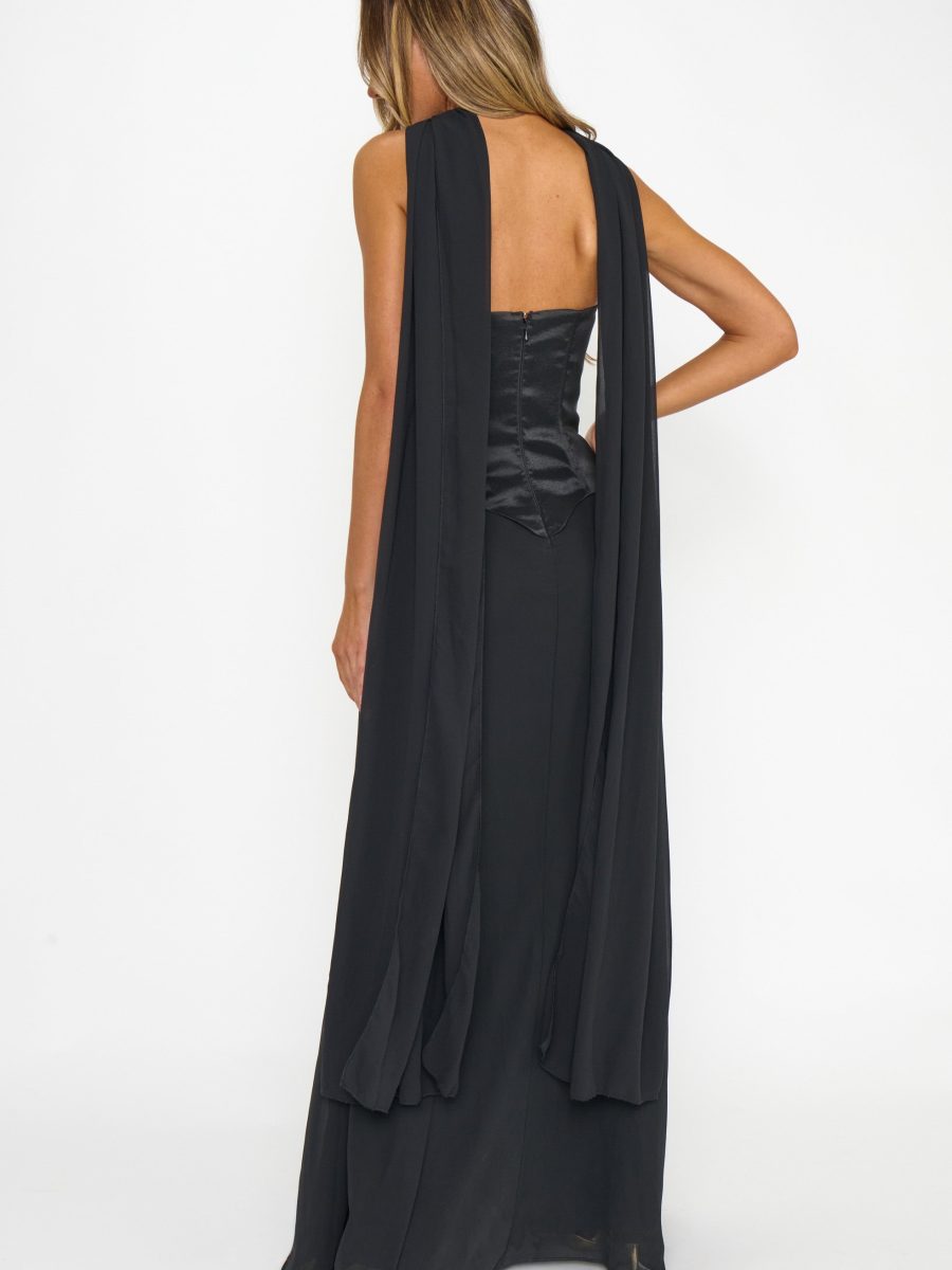 Jules Maxi Dress ~ Black Chiffon