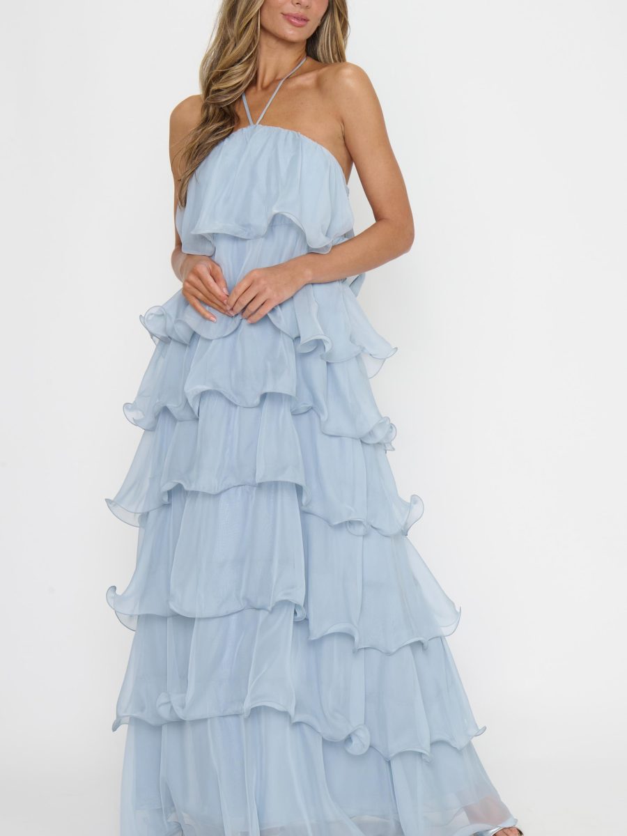 Kelsey Maxi ~ Steel Blue Chiffon