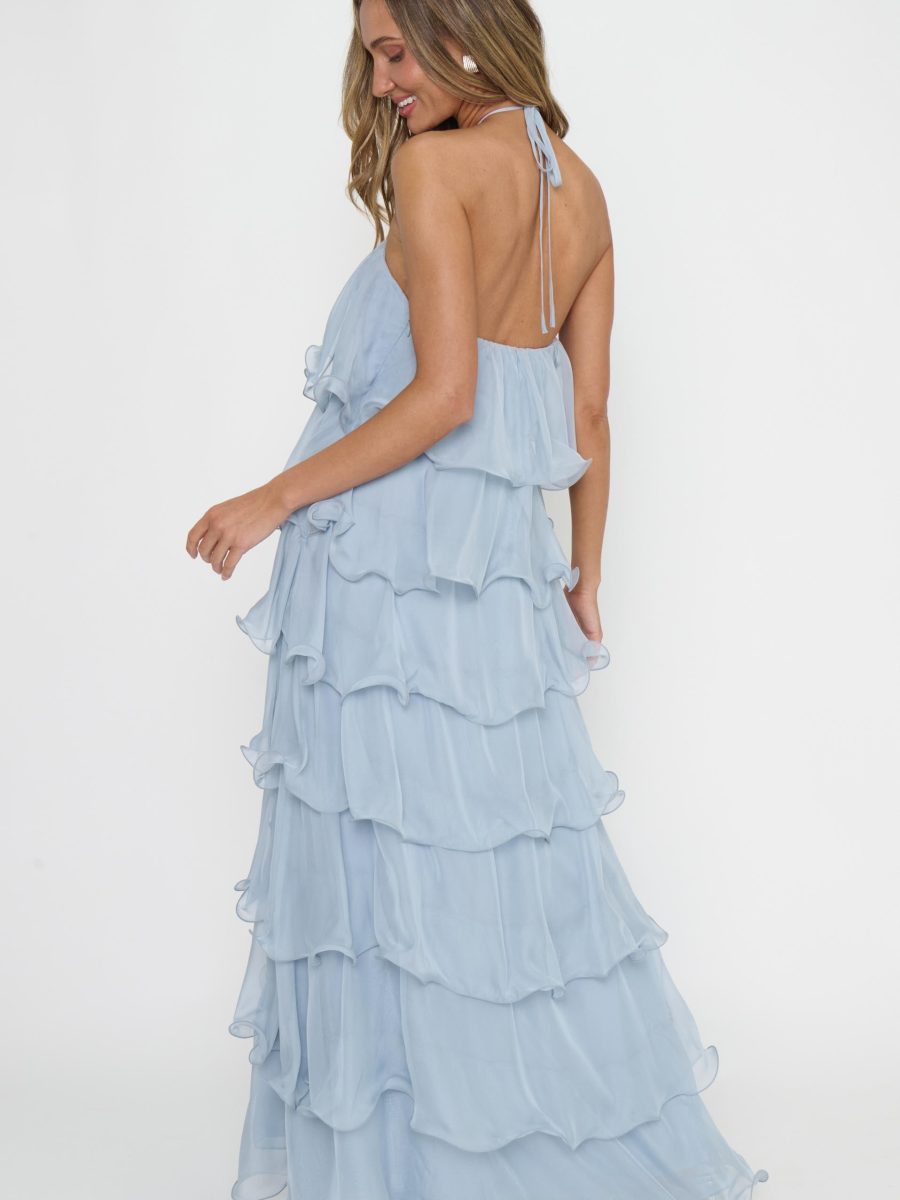 Kelsey Maxi ~ Steel Blue Chiffon
