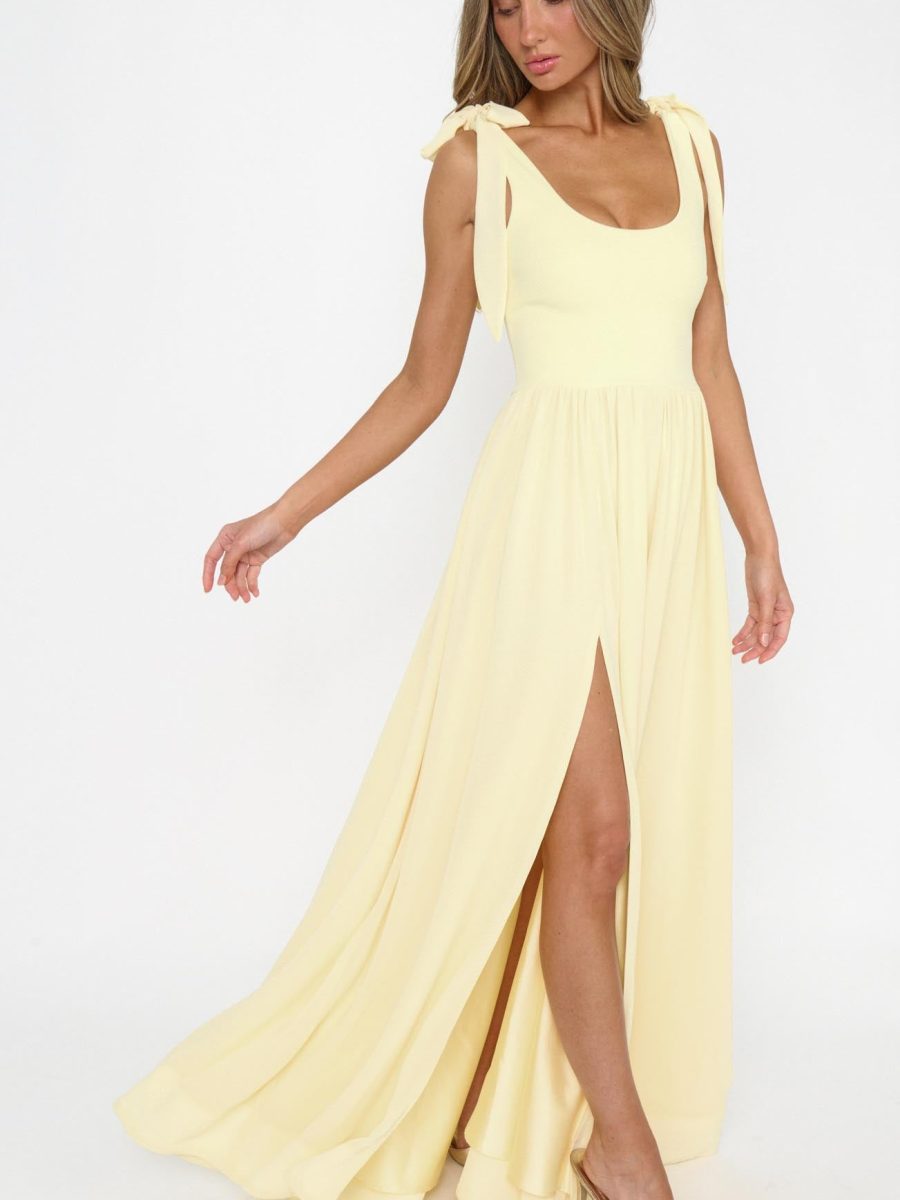Harper Maxi Dress ~ Pale Yellow Chiffon
