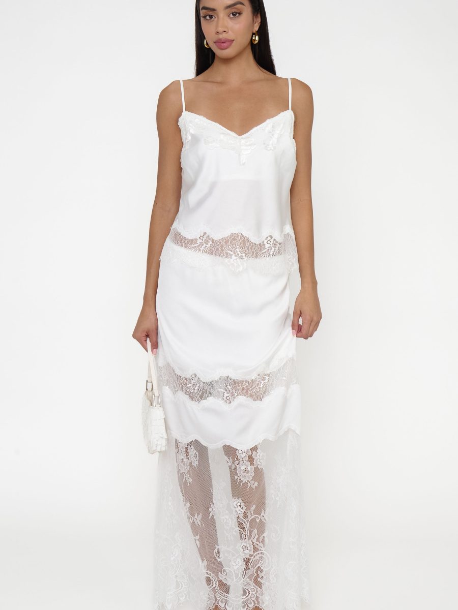 Gracie Maxi Skirt ~ Ivory Luxe Satin