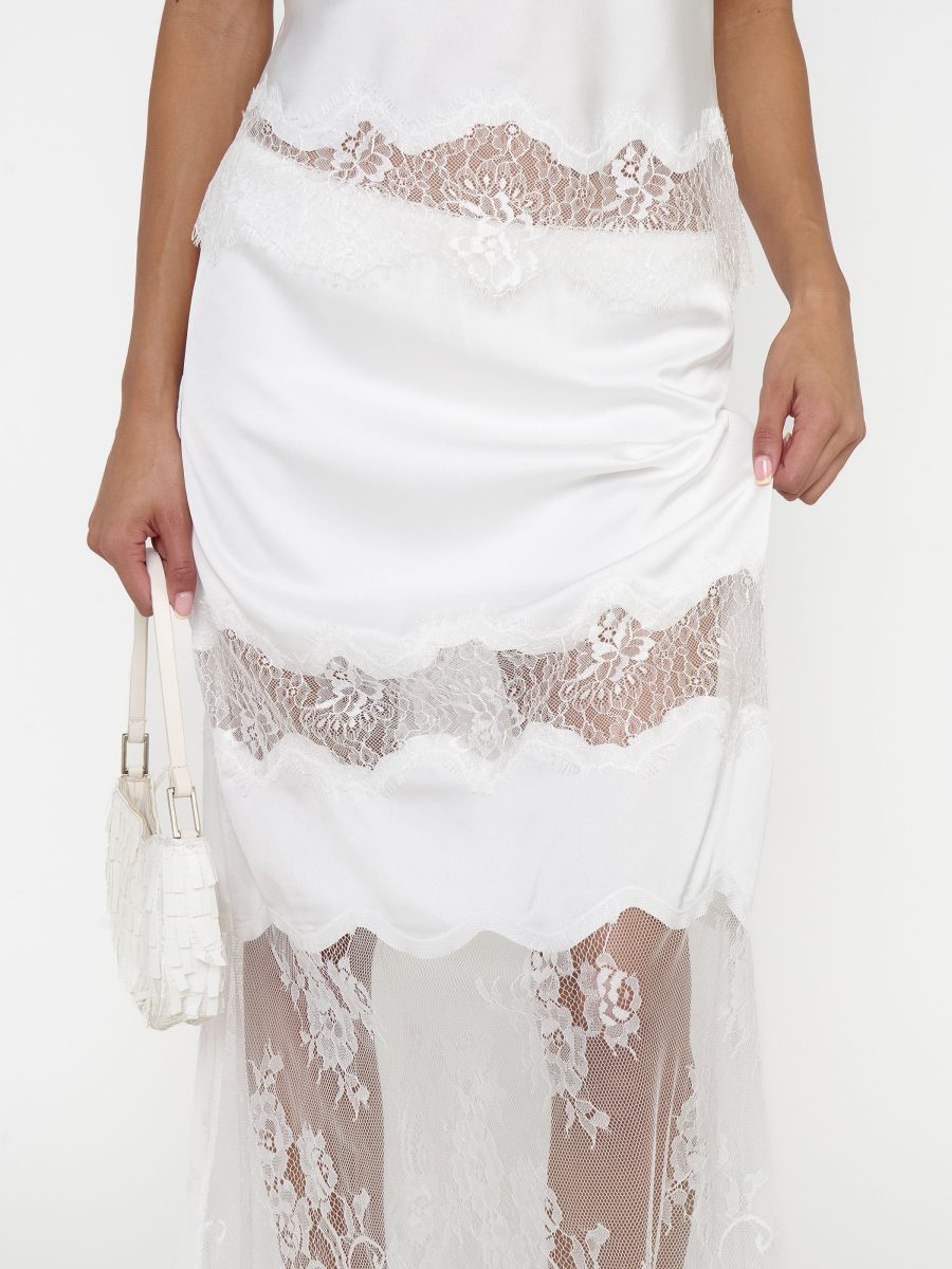 Gracie Maxi Skirt ~ Ivory Luxe Satin