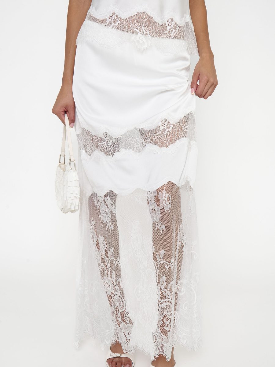 Gracie Maxi Skirt ~ Ivory Luxe Satin