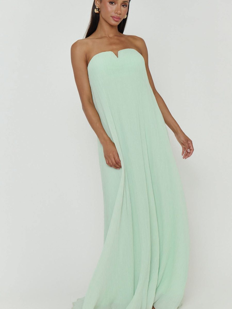 Athena Maxi Dress ~ Pistachio Pleated Chiffon