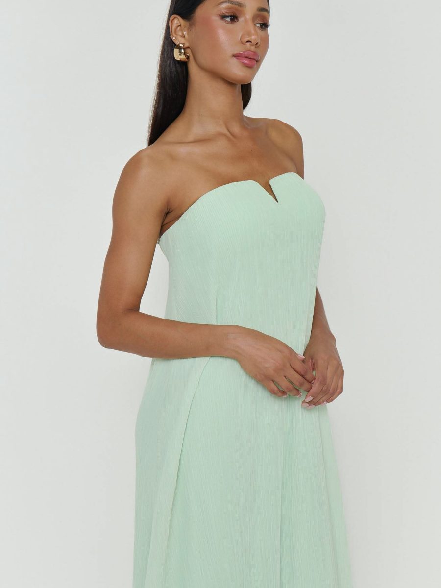 Athena Maxi Dress ~ Pistachio Pleated Chiffon