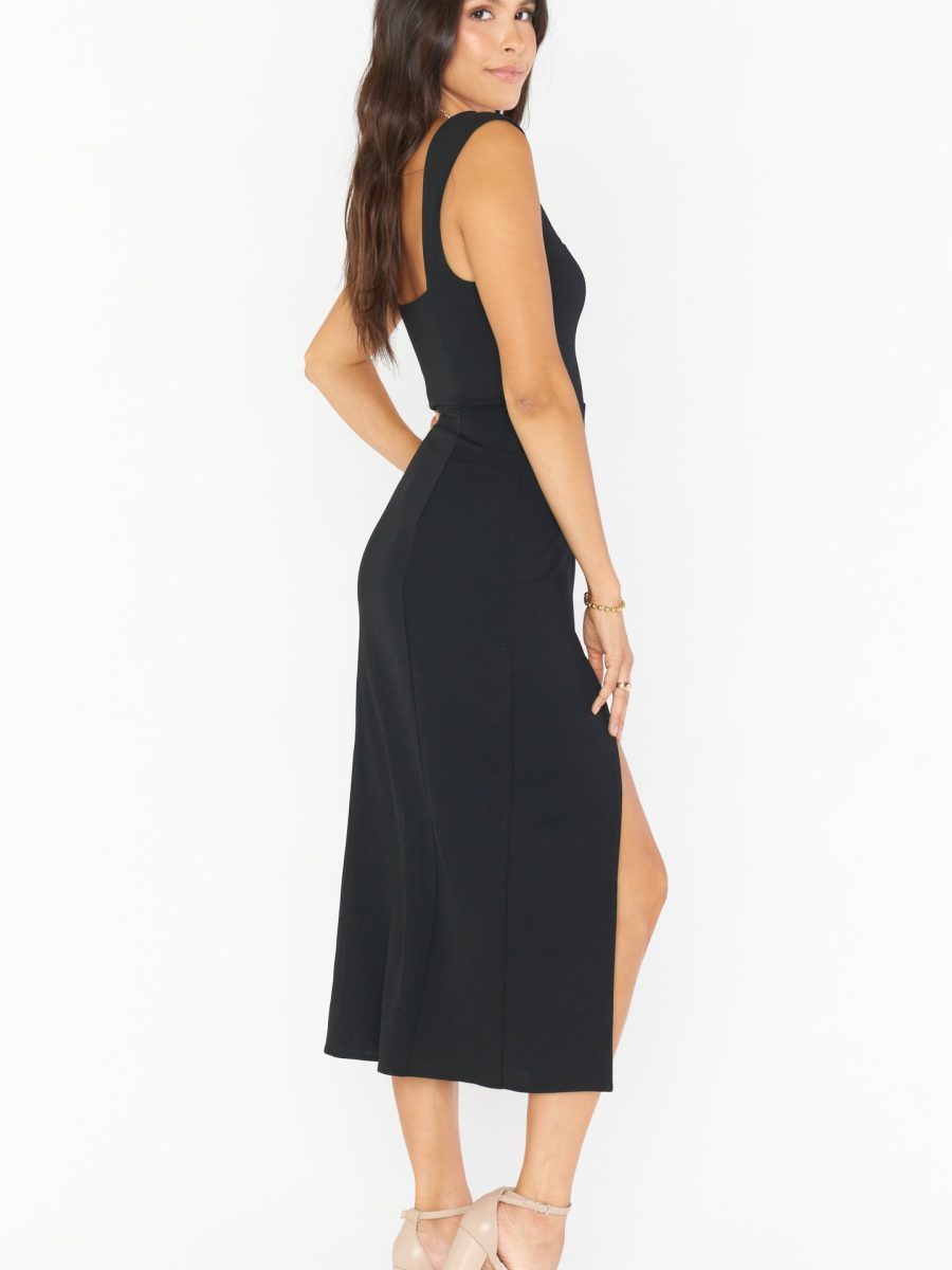 Eden Midi Dress ~ Black Stretch