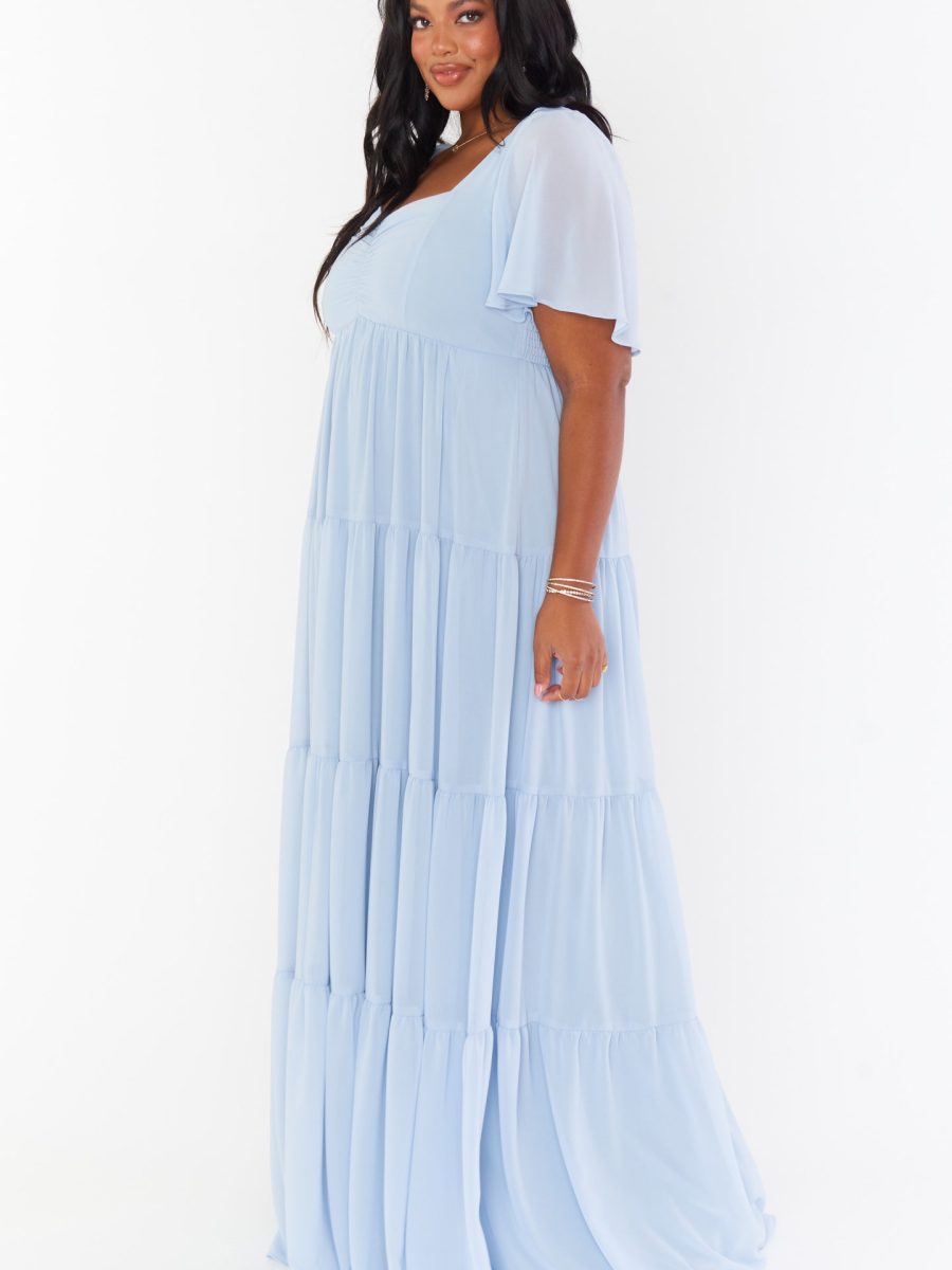 Nicole Maxi Dress ~ Steel Blue Chiffon
