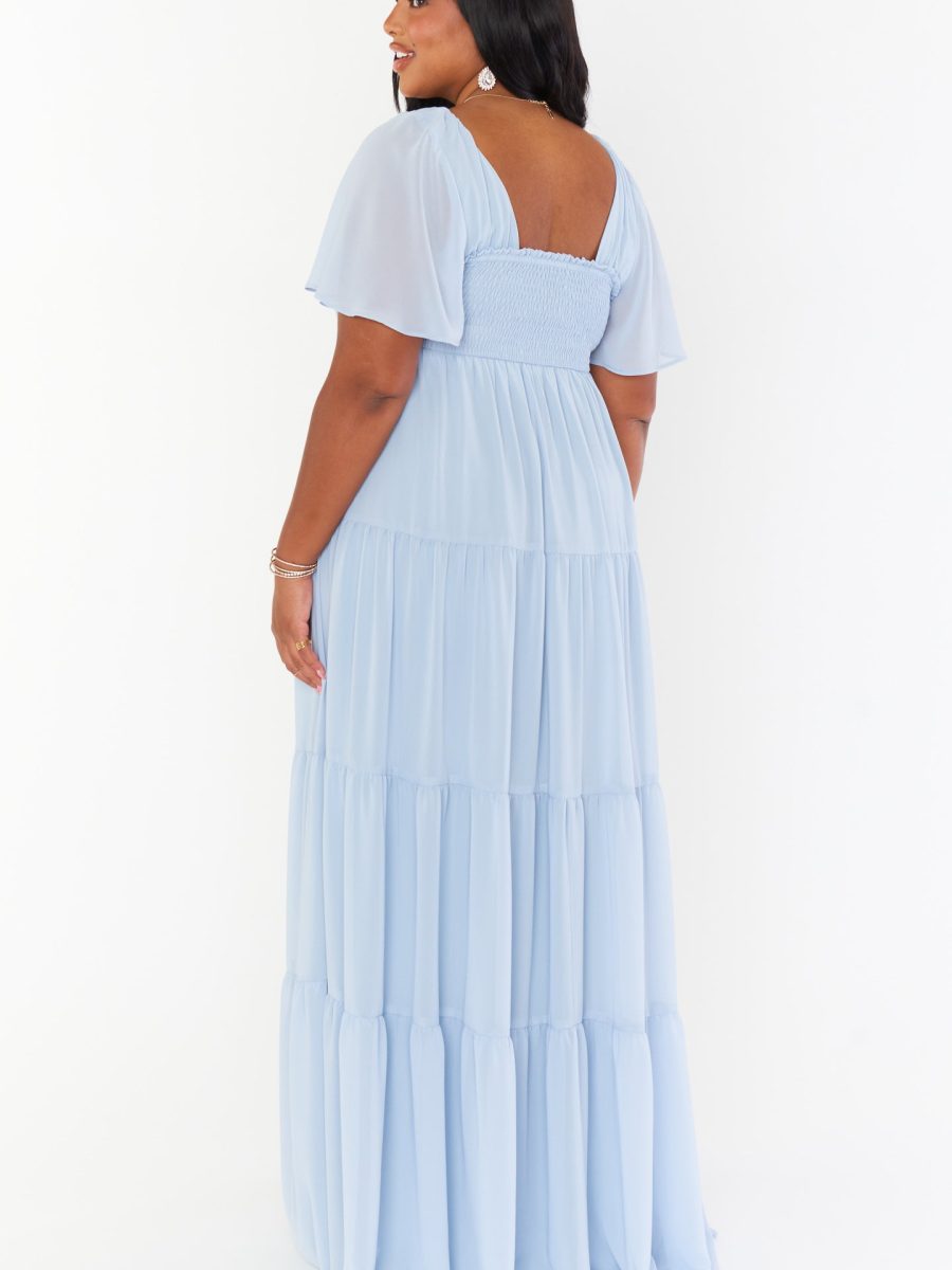 Nicole Maxi Dress ~ Steel Blue Chiffon