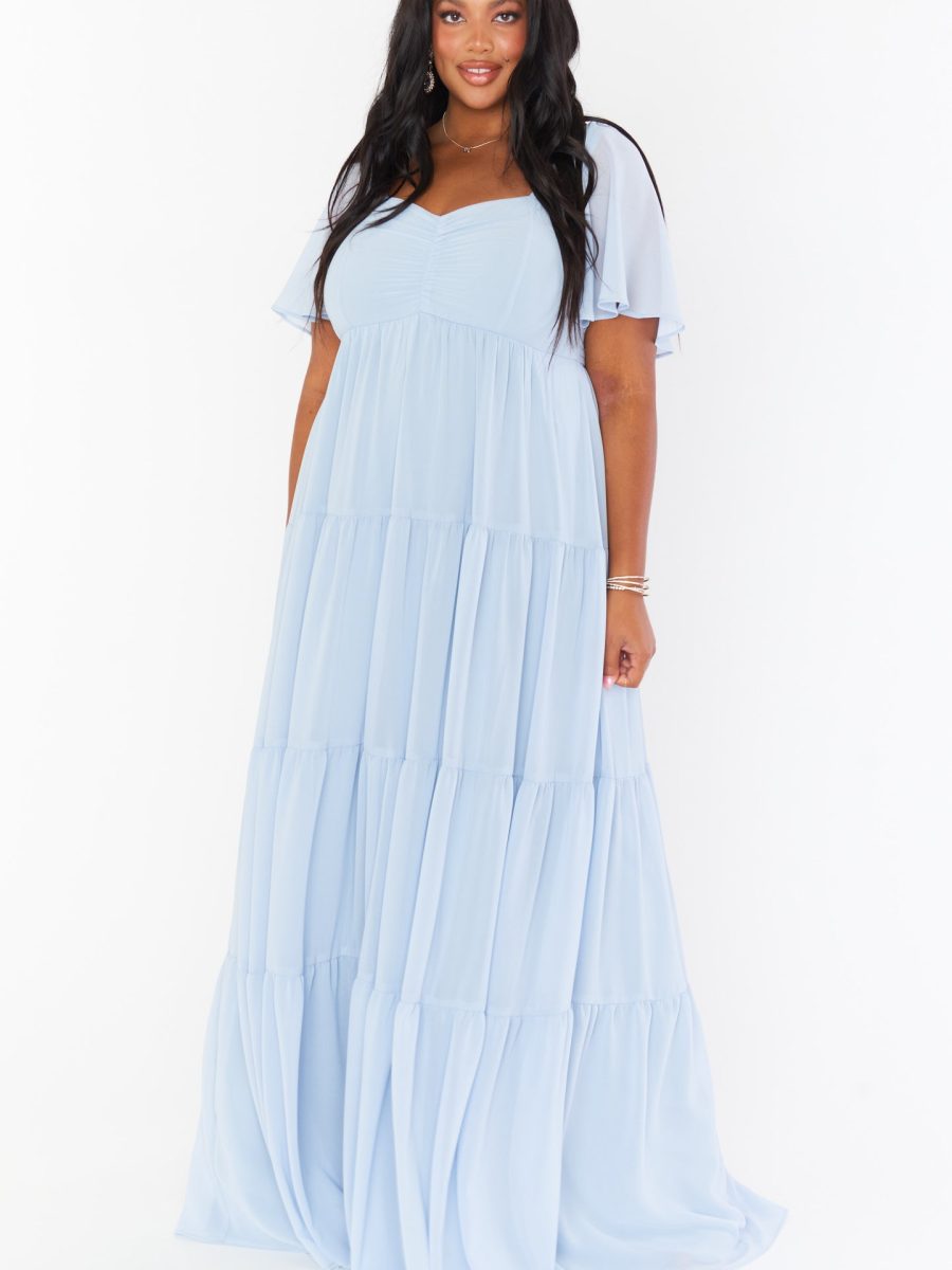 Nicole Maxi Dress ~ Steel Blue Chiffon