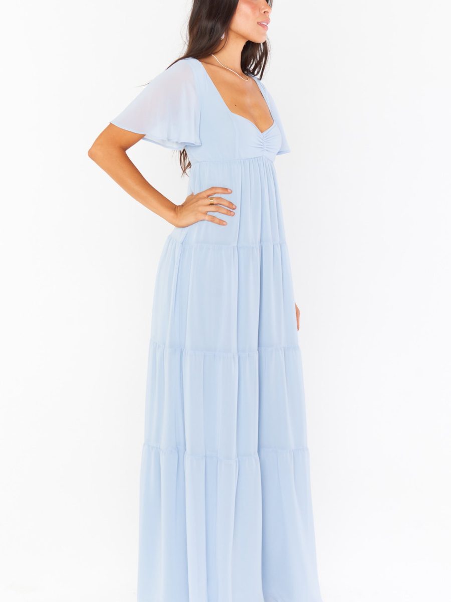 Nicole Maxi Dress ~ Steel Blue Chiffon