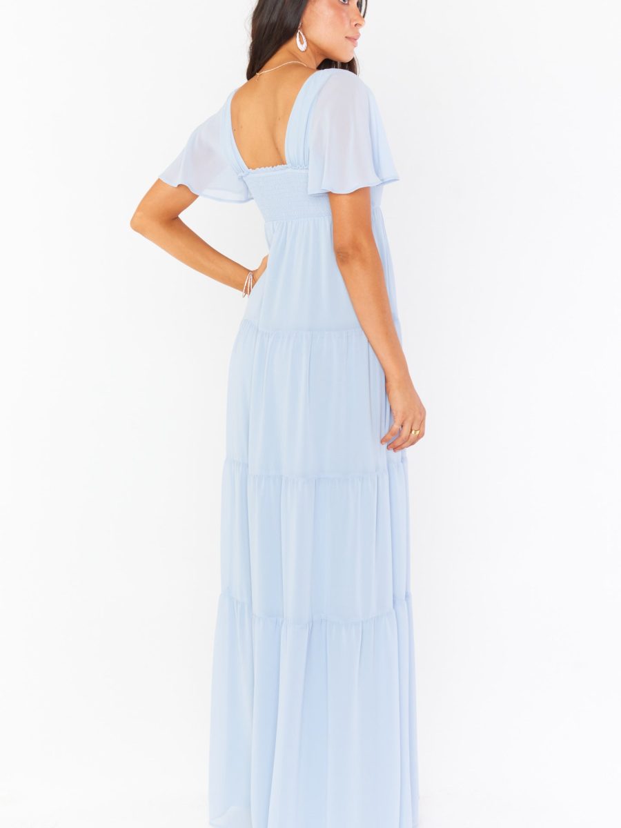 Nicole Maxi Dress ~ Steel Blue Chiffon